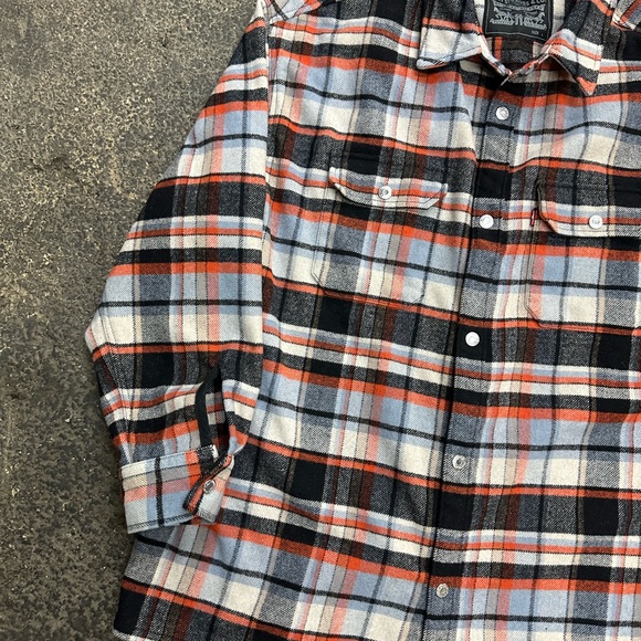 Levi’s Wool Plaid Shacket Mens Large Red Blue Outdoor Hunting Flannel Jacket - Picture 6 of 11